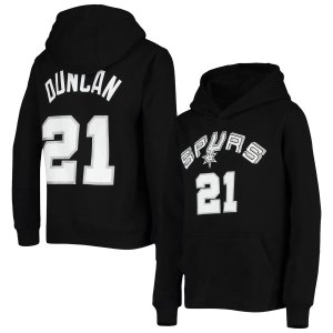 Молодежный пуловер с капюшоном Mitchell & Ness Tim Duncan, черный San Antonio Spurs из твердой древесины, именем и номером Unbranded