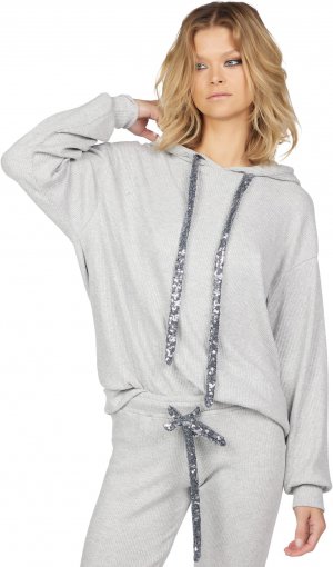 Пуловер с капюшоном Galloway контрастом , цвет Heather Grey Michael Lauren