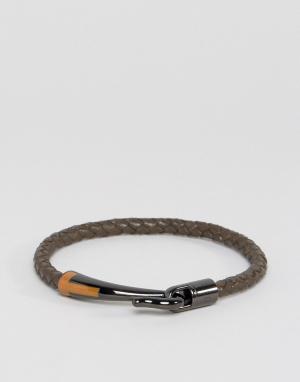Кожаный плетеный браслет Ted Baker. Цвет: коричневый