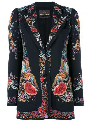 Пиджак с цветочным принтом Roberto Cavalli. Цвет: чёрный