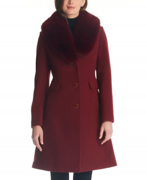 Женское длинное пальто с воротником из искусственного меха Kate Spade New York