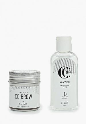 Набор для макияжа бровей CC Brow в баночке (серо-коричневый), 5 гр + вода разведения хны. Цвет: серый