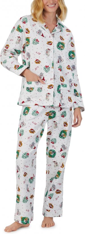 Классический фланелевой пижамный комплект с воротником-стойкой Lanz of Salzburg, цвет Holiday Wreath Salzburg