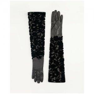 Перчатки , демисезон/зима, натуральная кожа, подкладка, размер 7.5, черный DOLCE & GABBANA. Цвет: черный