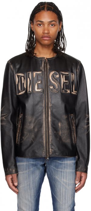 Черная кожаная куртка L-Met Diesel
