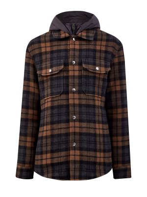 Куртка-рубашка из шерсти и хлопка с пуховым утеплителем WOOLRICH. Цвет: коричневый