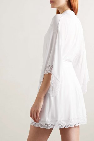 EBERJEY Халат Mademoiselle из эластичного модала TENCEL с кружевной отделкой, белый