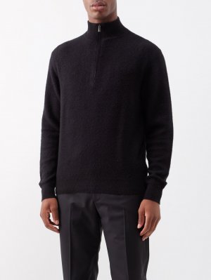 Кашемировый свитер liam с молнией в четверть , черный Massimo Alba