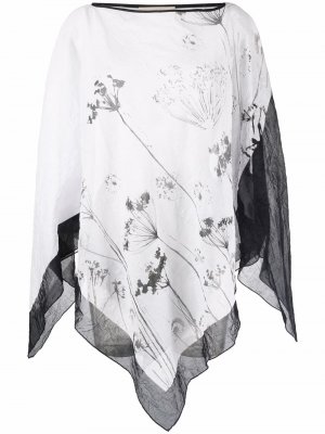 Cotton floral-print tunic top Gentry Portofino. Цвет: белый