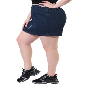 Женская мини-юбка больших размеров, джинсовые юбки на молнии спереди H-образной формы Agnes Orinda