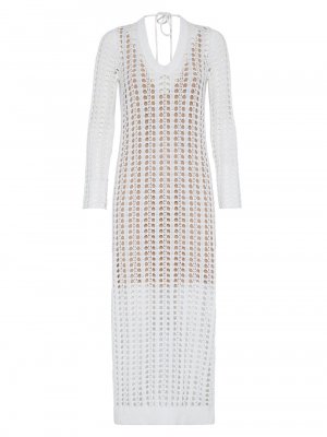 Ослепительное сетчатое вязаное платье , белый Brunello Cucinelli