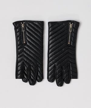 Кожаные стеганые перчатки ASOS DESIGN. Цвет: черный