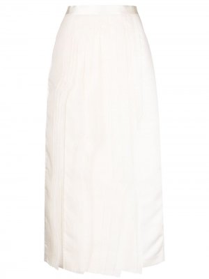 Плиссированная юбка миди Tibi. Цвет: белый