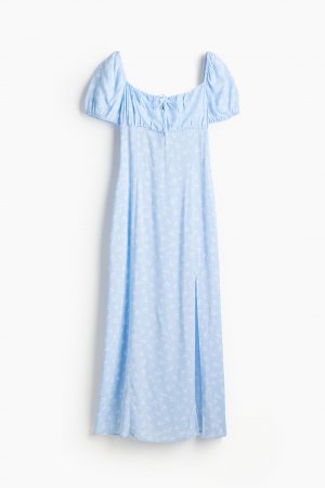 Платье Puff-sleeved Midi Floral, голубой H&M