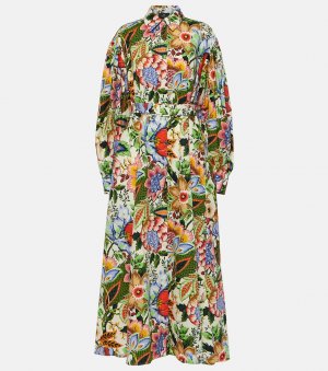 Платье-рубашка миди из хлопка с цветочным принтом , мультиколор Etro