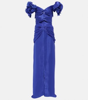 Платье milanka из жоржета с оборками и вырезами , синий Costarellos