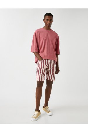 Полосатые джинсовые шорты с карманами , розовый Koton