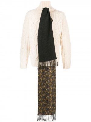 Джемпер фактурной вязки с декоративным шарфом Maison Margiela. Цвет: бежевый