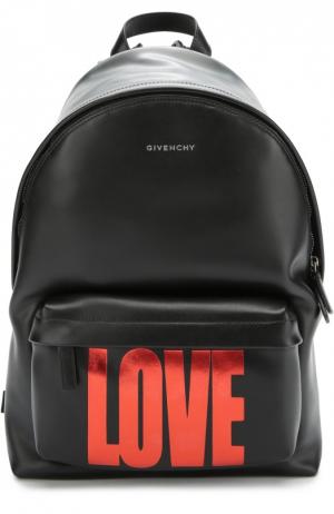 Кожаный рюкзак с принтом LOVE Givenchy. Цвет: черный