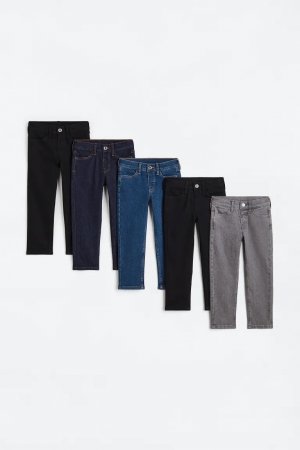 Упаковка из 5 джинсов узкого кроя, черный H&M