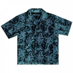 Бархатная рубашка с блестками Paisley, цвет Синий Amiri