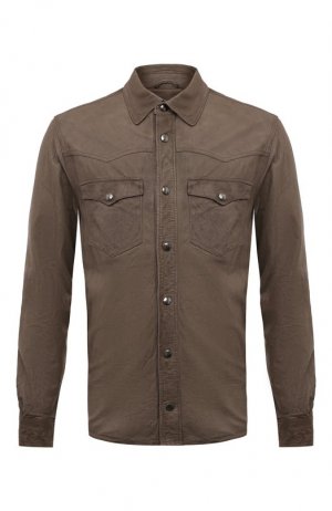 Кожаная рубашка Giorgio Brato. Цвет: коричневый