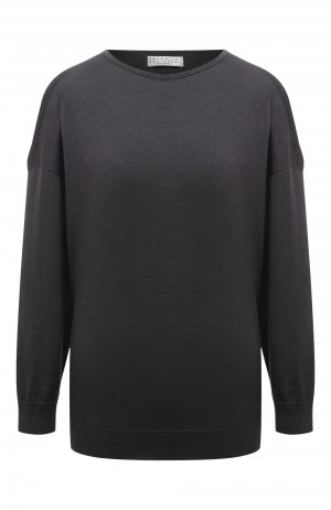 Пуловер из кашемира и шелка Brunello Cucinelli. Цвет: серый