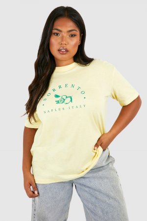 Оверсайзовая футболка с графикой sorrento плюс , лемон Boohoo