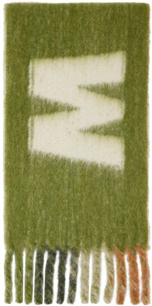 Зеленый шарф с бахромой Marni