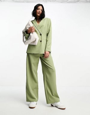 Двубортный пиджак оверсайз цвета хаки - Miss Selfridge