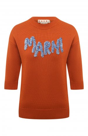 Хлопковый пуловер Marni. Цвет: оранжевый