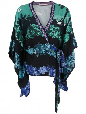 Жаккардовая блузка с цветочным узором Cecilia Prado. Цвет: синий