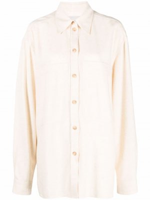 Рубашка с накладными карманами Nanushka. Цвет: бежевый