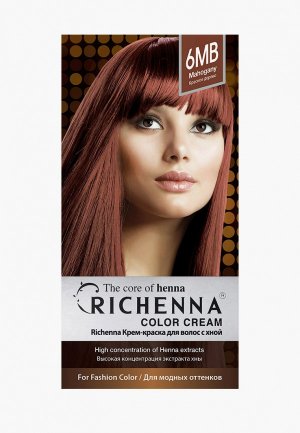 Краска для волос Richenna с хной корейская Color Cream, Mahogany, 6MB. Цвет: коричневый