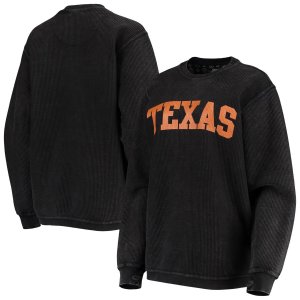 Женский черный свитшот Pressbox с удобным шнурком и винтажной стиркой, базовый пуловер аркой, Texas Longhorns Unbranded