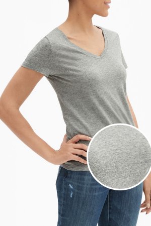 Любимая футболка с короткими рукавами и V-образным вырезом Gap, серый GAP
