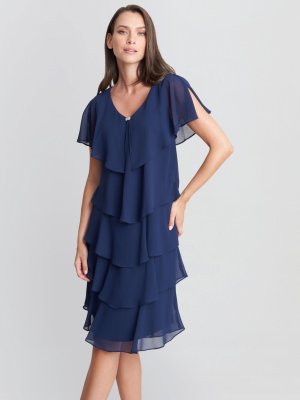 Lona Многоярусное платье с накидкой, темно-синее Gina Bacconi