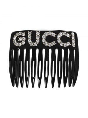 Гребень с декорированным логотипом Gucci. Цвет: черный