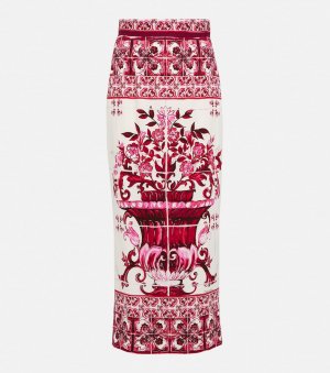 Юбка миди Majolica из смесового шелка DOLCE&GABBANA, красный Dolce&Gabbana