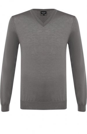 Кашемировый пуловер тонкой вязки Giorgio Armani. Цвет: серый