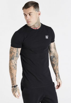 Базовая футболка Essential Short Sleeve Muscle Fit SIKSILK, черный SikSilk