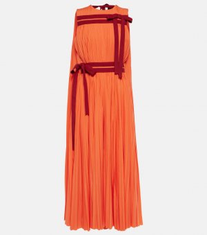 Плиссированное платье миди calista с накидкой и бантом , оранжевый Roksanda
