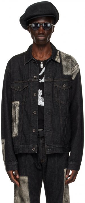 Черная джинсовая куртка с эффектом потертостей Yohji Yamamoto