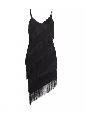 Асимметричное платье миди Belladonna с бахромой , черный Amanda Uprichard