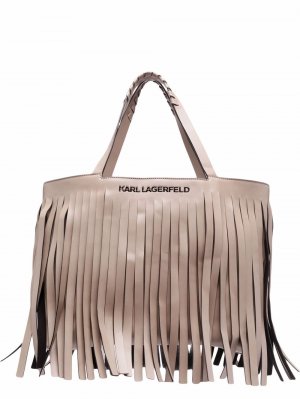 Большая сумка-шопер K/Fringe Karl Lagerfeld. Цвет: бежевый