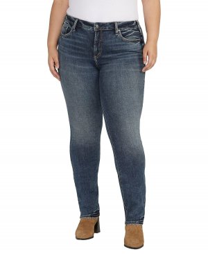 Прямые джинсы Suki со средней посадкой и пышным кроем размера плюс Silver Jeans Co.