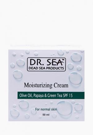 Крем для лица Dr. Sea Увлажняющий с маслом оливы, экстрактом папайи и зеленого чая SPF15, 50 мл. Цвет: белый