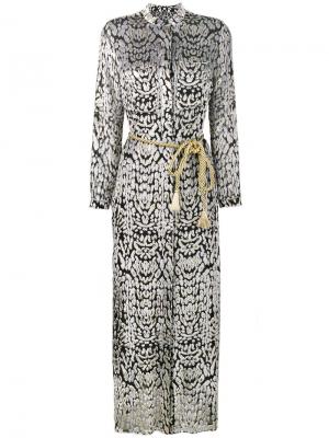 Длинное платье-рубашка с леопардовым принтом Adam Lippes. Цвет: чёрный