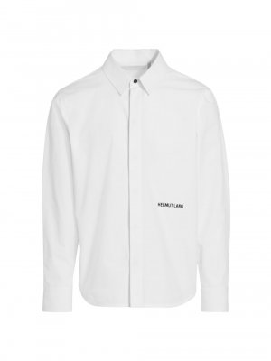 Хлопковая рубашка с длинными рукавами и логотипом , белый Helmut Lang