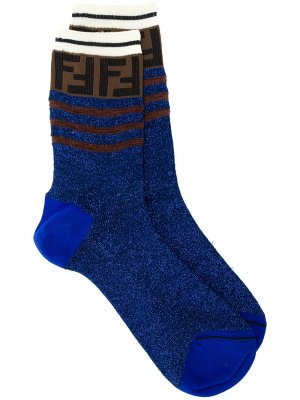 FF motif glitter socks Fendi. Цвет: синий
